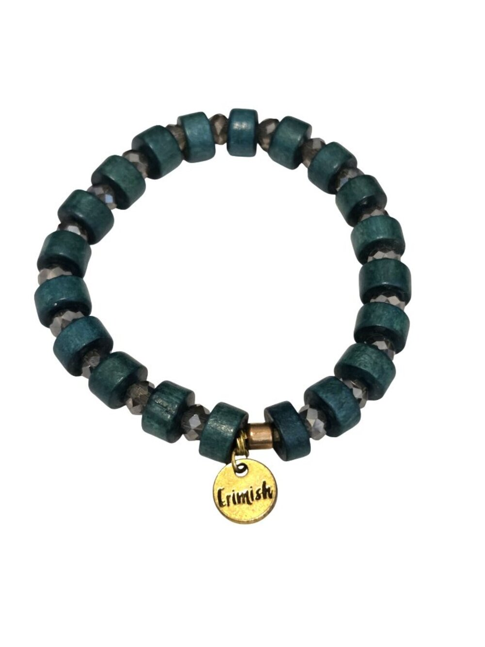 Erimish Teal & Gray Beaded Stretch Bracelet